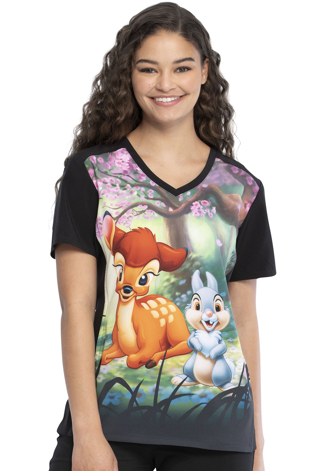 Cherokee Damen Kasack, Schlupfhemd mit Motiv "Bambi", V-Neck