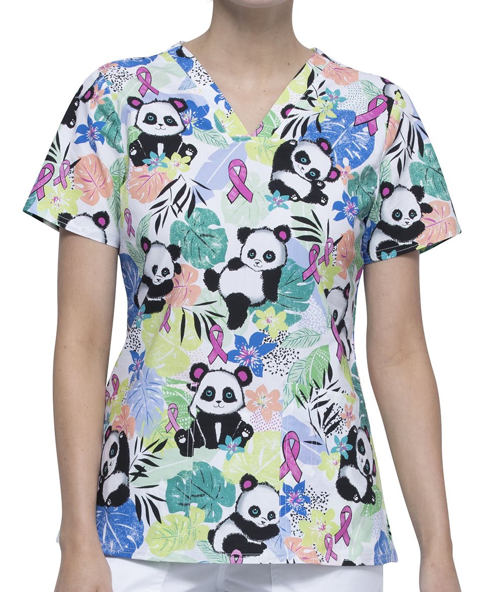 Cherokee Damen Kasack, Schlupfhemd mit Motiv "Garden Panda", V-Neck